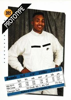 1991-92 SkyBox Dennis Scott PROTO [Prototypes] Prototypes #205 card back image