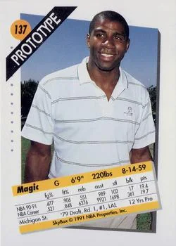 1991-92 SkyBox Magic Johnson PROTO [Prototypes] Prototypes #137 card back image