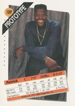 1991-92 SkyBox Patrick Ewing PROTO [Prototypes] Prototypes #189 card back image