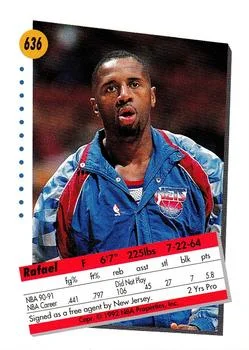 1991-92 SkyBox Rafael Addison #636 card back image