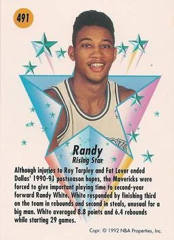 1991-92 SkyBox Randy White RS #491 card back image