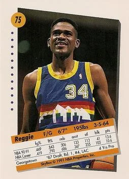 1991-92 SkyBox Reggie Williams #75 card back image