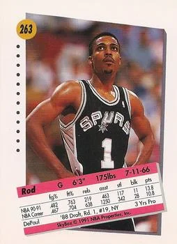 1991-92 SkyBox Rod Strickland #263 card back image