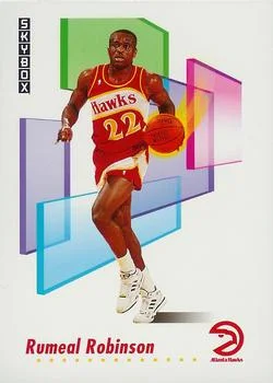 1991-92 SkyBox Rumeal Robinson UER: Drafted 11th; should say 10th #8 card image