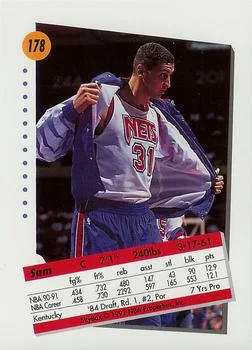 1991-92 SkyBox Sam Bowie #178 card back image
