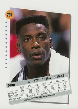 1991-92 SkyBox Sam Vincent #209 card back image