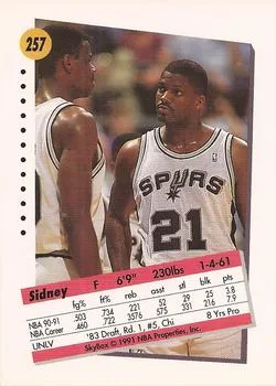 1991-92 SkyBox Sidney Green #257 card back image