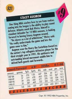 1991-92 SkyBox Stacey Augmon DFT #521 card back image