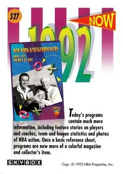 1991-92 SkyBox The Game Program CEN #527 card back image