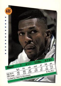 1991-92 SkyBox Thurl Bailey #635 card back image