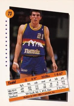 1991-92 SkyBox Todd Lichti #73 card back image