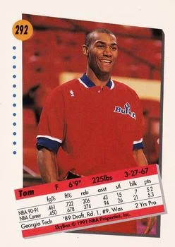 1991-92 SkyBox Tom Hammonds #292 card back image