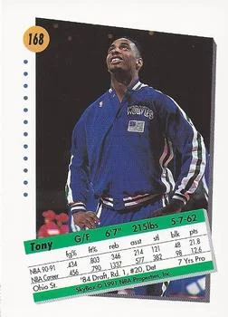 1991-92 SkyBox Tony Campbell #168 card back image