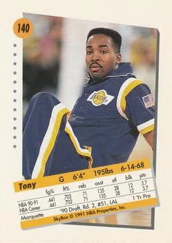 1991-92 SkyBox Tony Smith #140 card back image