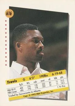 1991-92 SkyBox Travis Mays #616 card back image
