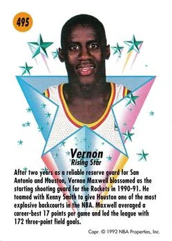 1991-92 SkyBox Vernon Maxwell RS #495 card back image