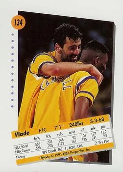 1991-92 SkyBox Vlade Divac #134 card back image