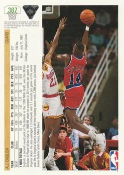 1991-92 Upper Deck A.J. English #387 card back image