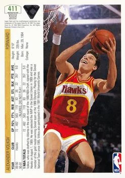 1991-92 Upper Deck Alexander Volkov #411 card back image