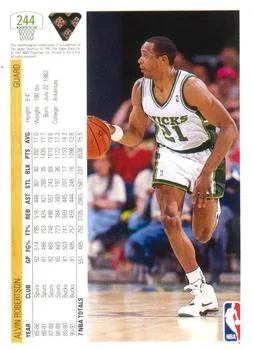 1991-92 Upper Deck Alvin Robertson #244 card back image
