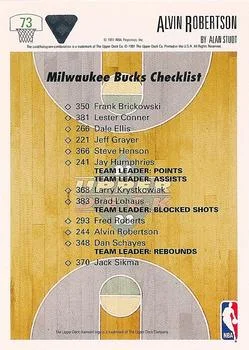 1991-92 Upper Deck Alvin Robertson #73 card back image
