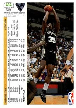 1991-92 Upper Deck Antoine Carr #404 card back image