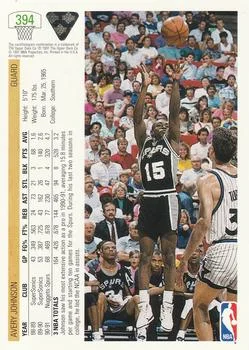 1991-92 Upper Deck Avery Johnson #394 card back image