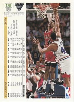 1991-92 Upper Deck Bill Cartwright #189 card back image