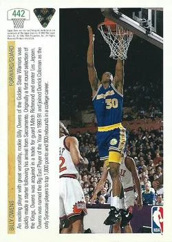1991-92 Upper Deck Billy Owens TP #442 card back image