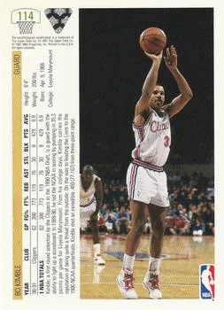 1991-92 Upper Deck Bo Kimble #114 card back image