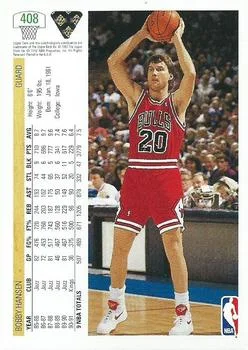 1991-92 Upper Deck Bobby Hansen #408 card back image