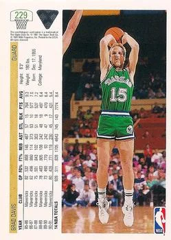 1991-92 Upper Deck Brad Davis #229 card back image