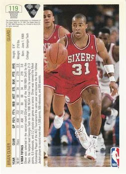 1991-92 Upper Deck Brian Oliver #119 card back image