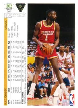 1991-92 Upper Deck Buck Johnson #302 card back image