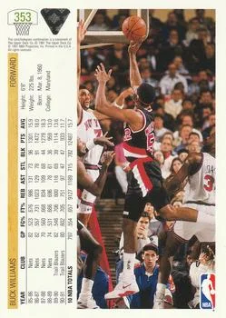 1991-92 Upper Deck Buck Williams #353 card back image