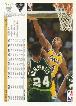 1991-92 Upper Deck Byron Scott #142 card back image