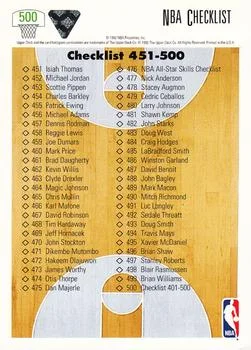 1991-92 Upper Deck Checklist: 401-500 #500 card back image