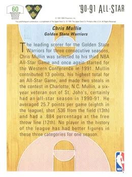 1991-92 Upper Deck Chris Mullin #60 card back image
