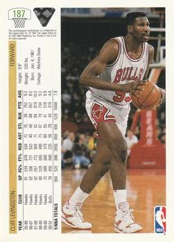 1991-92 Upper Deck Cliff Levingston #187 card back image