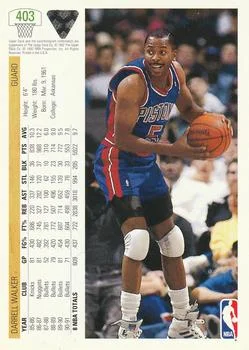 1991-92 Upper Deck Darrell Walker #403 card back image