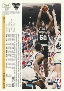 1991-92 Upper Deck David Robinson #324 card back image