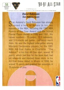 1991-92 Upper Deck David Robinson #58 card back image