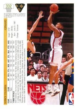1991-92 Upper Deck Derrick Coleman #332 card back image