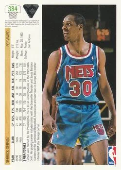 1991-92 Upper Deck Derrick Gervin #384 card back image