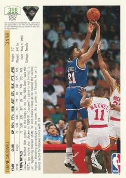 1991-92 Upper Deck Duane Causwell #358 card back image