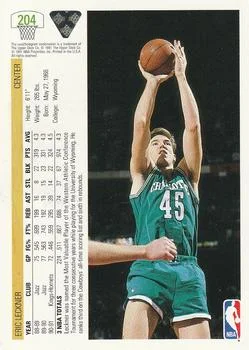 1991-92 Upper Deck Eric Leckner #204 card back image