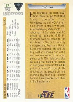 1991-92 Upper Deck Eric Murdock Draft Picks #12 card back image
