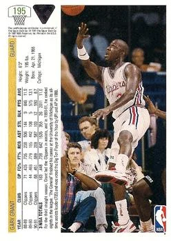 1991-92 Upper Deck Gary Grant #195 card back image