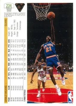 1991-92 Upper Deck Gerald Wilkins #234 card back image
