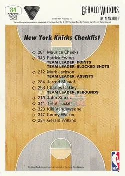 1991-92 Upper Deck Gerald Wilkins #84 card back image